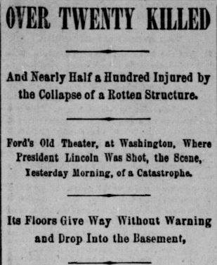 fords theater collapse - indianapolis journal june 10 1893