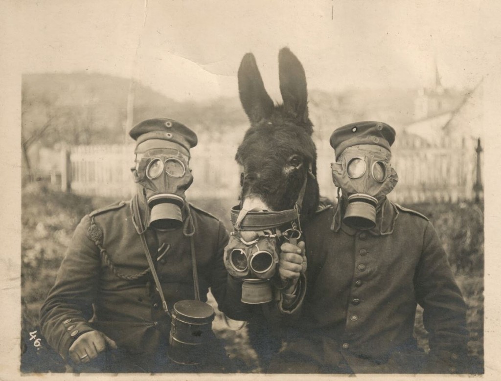 german soldiers in gas masks