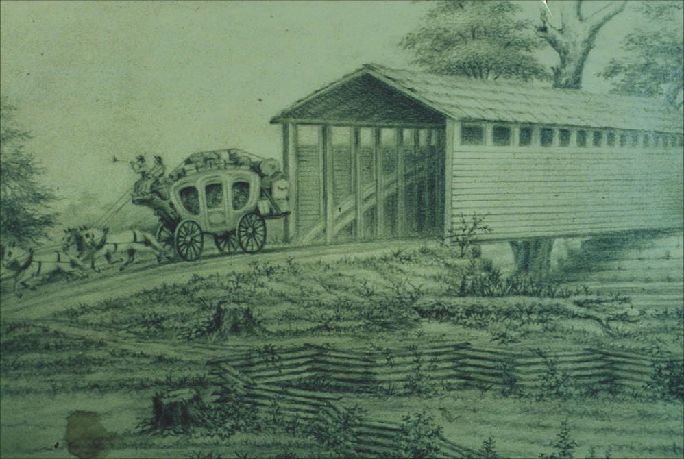 Pogue's Run Covered Bridge 1850s Christian Schrader