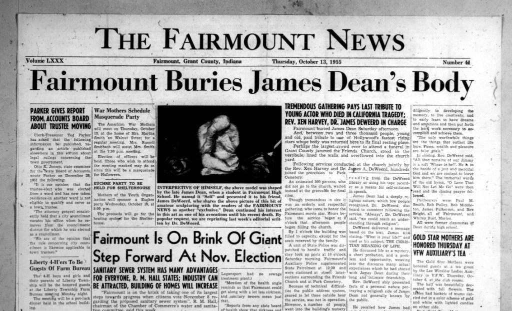 James Dean Death -- Fairmount News, October 13, 1955