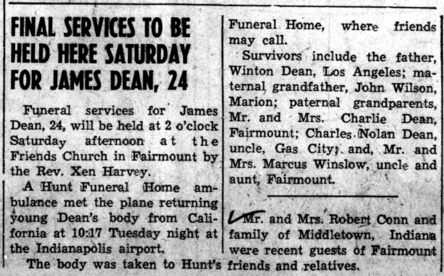 James Dean Death -- Fairmount News, October 6, 1955 (2)