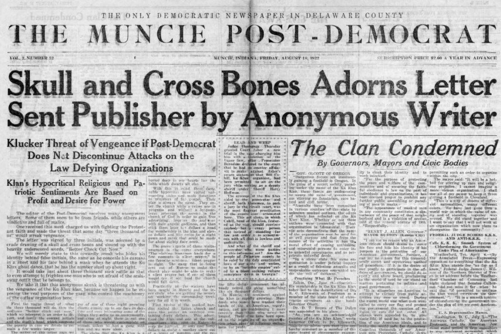Muncie Post Democrat, August 18, 1922