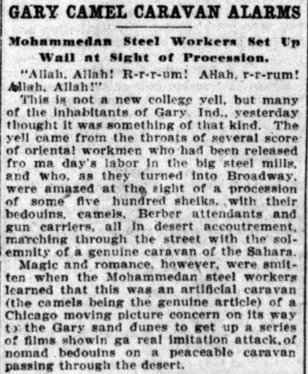 Gary Camel Caravan -- Chicago Record-Herald, June 14, 1910