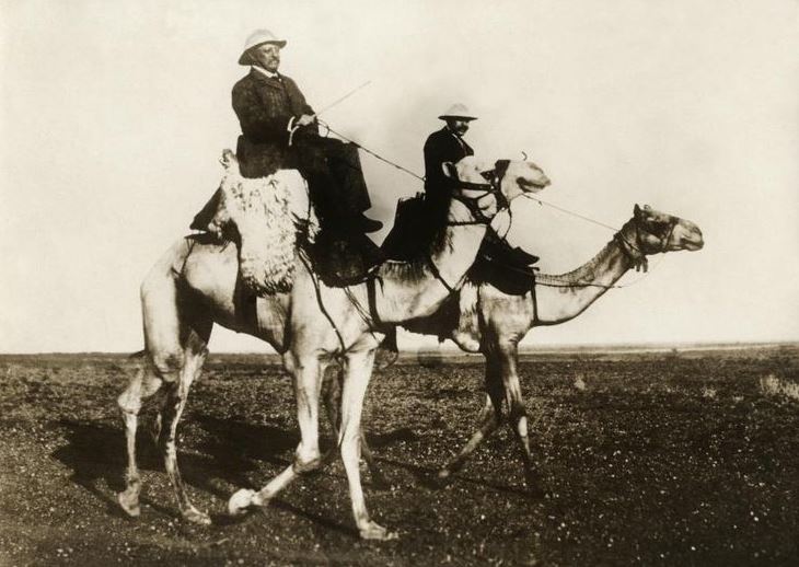 Theodore Roosevelt riding a Camel, Khartoum, Sudan
