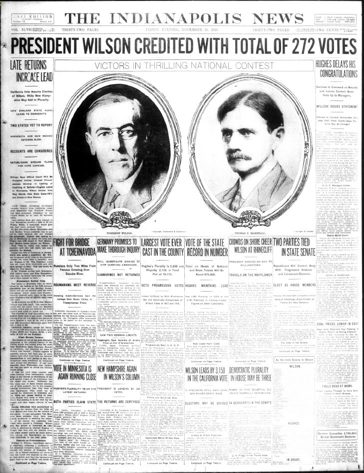 Indianapolis News, November 10, 1916, Courtesy of Hoosier State Chronicles.