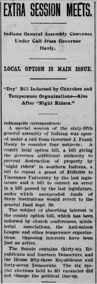Plymouth Tribune, September 24, 1908. Courtesy of Hoosier State Chronicles.