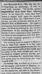 "All Hallow Eve," Terre Haute Daily Gazette, November 1, 1870, 4, Hoosier State Chronicles