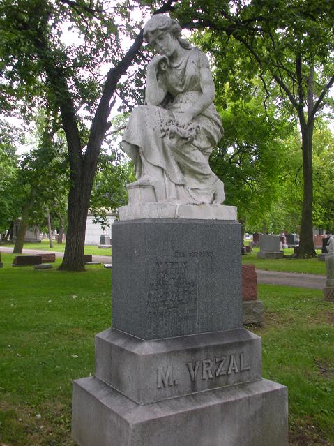 Image: Grave of Martin Vrzal, Bohemian National Cemetery, Chicago, Find-A-Grave.
