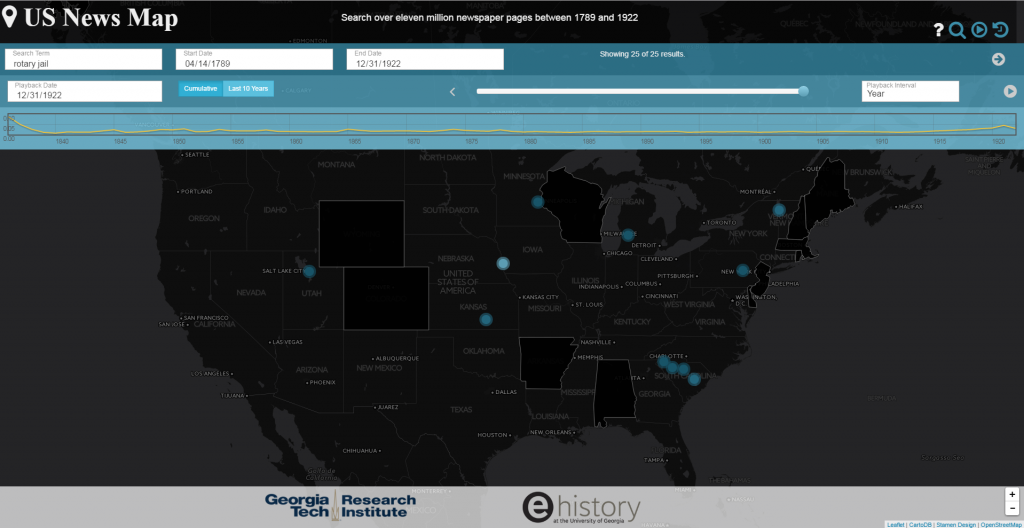A search for "rotary jail" in US News Map. Courtesy of US News Map.