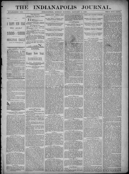 Indianapolis Journal, January 2, 1888. From Hoosier State Chronicles. 
