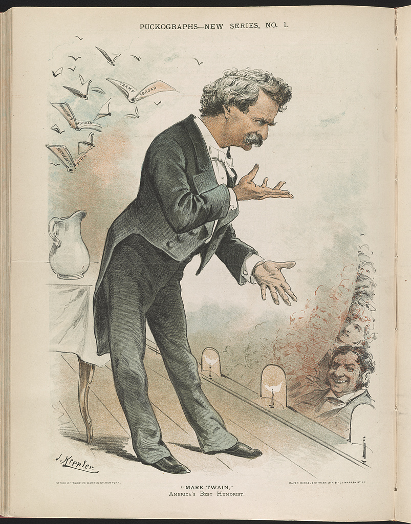 "America's Best Humorist," Mark Twain. Lithograph by Joseph F. Keppler, 1885. Library of Congress.