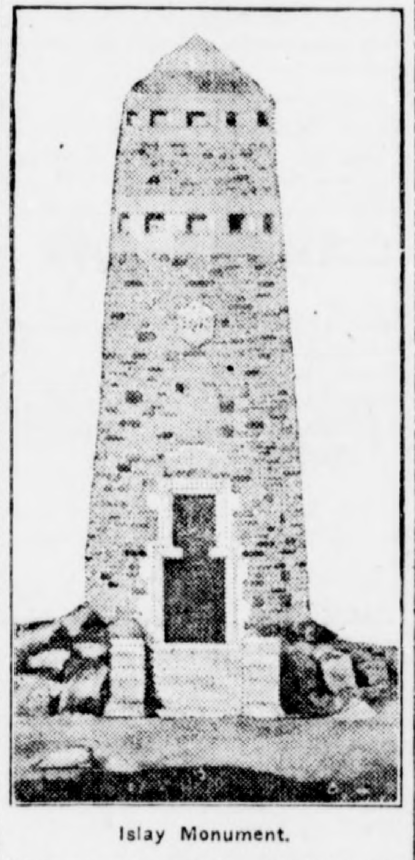 The monument at Mull, isle of Islay, Greencastle Herald, September 10, 1919, Hoosier State Chronicles.