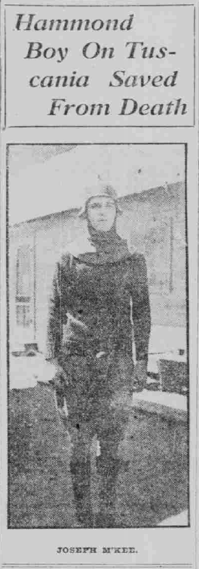 Tuscania survivor Joseph McKee, Lake County Times, February 11, 1918, Hoosier State Chronicles.