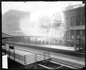 Elevated Railroad Station at East Madison Boulevard and Wells Street [near Scholl's building] November 1, 1913, Chicago Daily News Photograph, Chicago History Museum, accessed Explore Chicago Collections, explore.chicagocollections.org/image/chicagohistory/71/qr4p14f/